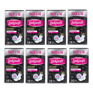 X8 Toallas Higiénicas Nocturna Ladysoft Ultradelgada 14unid