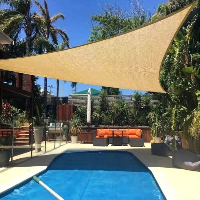 Pack X3 Toldo Vela Triangular 3x3x3 Cubierta Terraza Jardin Beige