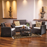 Juego De Terraza Muebles De Rattan Living Exterior Balcon 4p