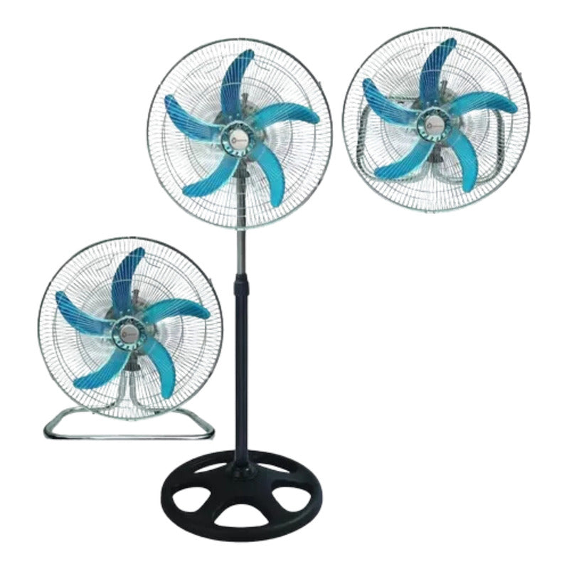 Ventilador Pedestal Ventiladores De Pie Turbo Grande 18puLG 5 50 Cm Negro Metal Plateada