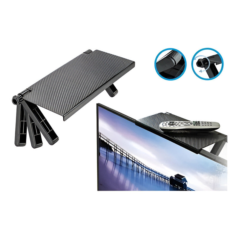 Repisa Estante Soporte Sobre Pantalla Tv Ajustable Plegable Color Negro