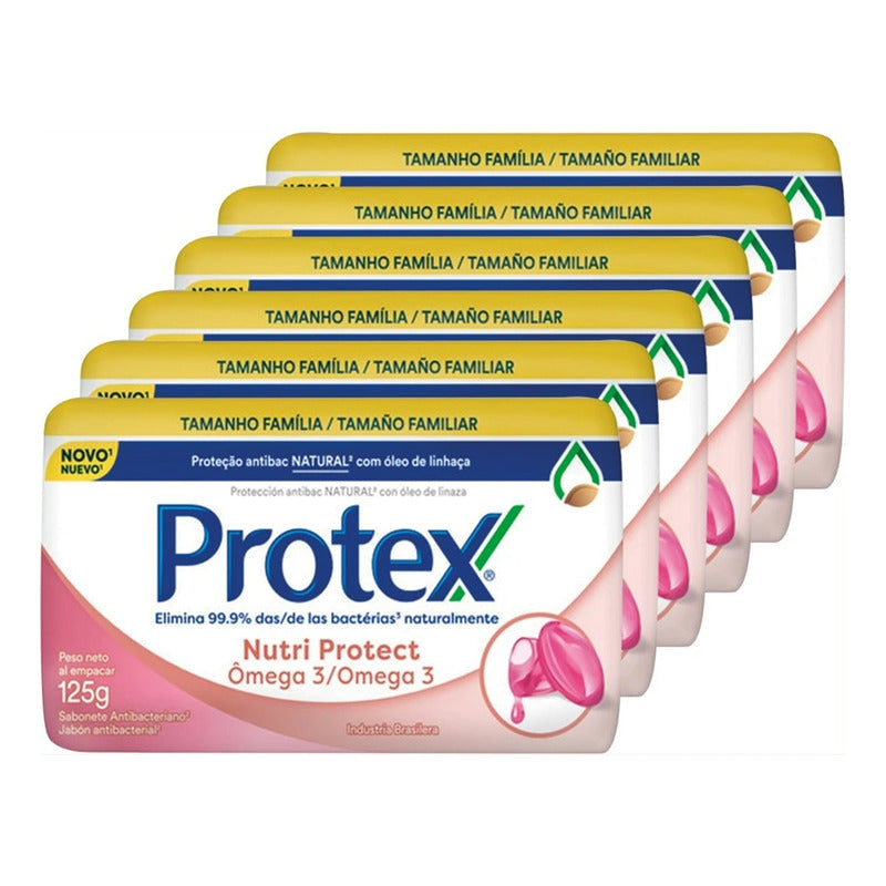 Pack X6 Jabón Barra Protex 125gr Antibacterial Omega 3