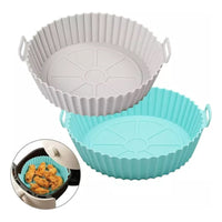Pack X3 Bandeja Reutilizable Silicona Airfryer Freidora Aire Blanco