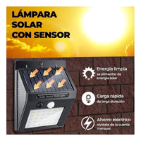 Lampara 30 Led Solar Reflector Exterior Jardin Sensor Luz Color Negro