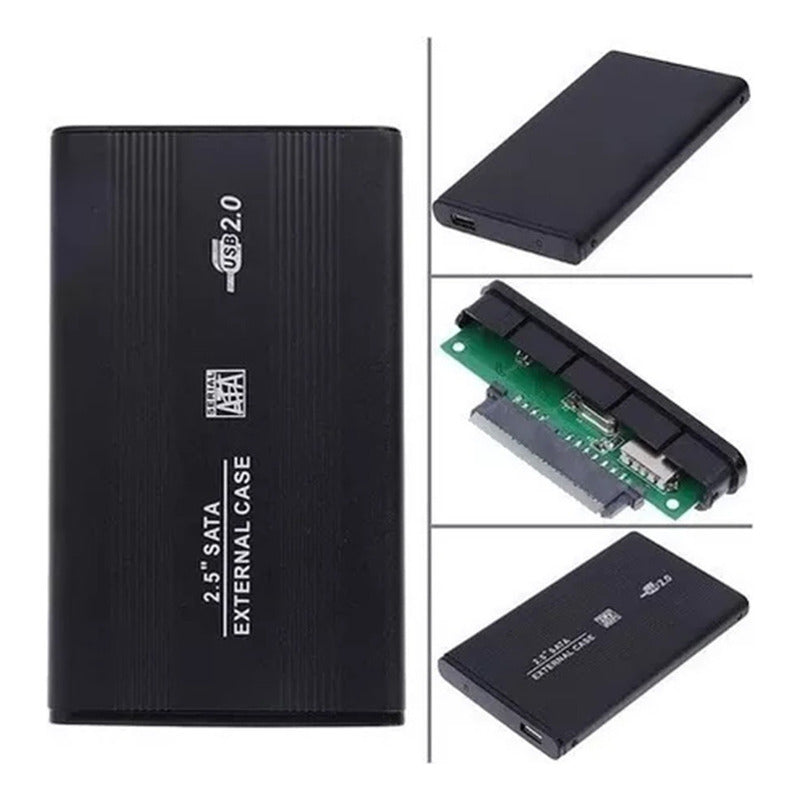 Case Disco Duro 2.5 Hdd Sata Cofre Aluminio Externo Negro