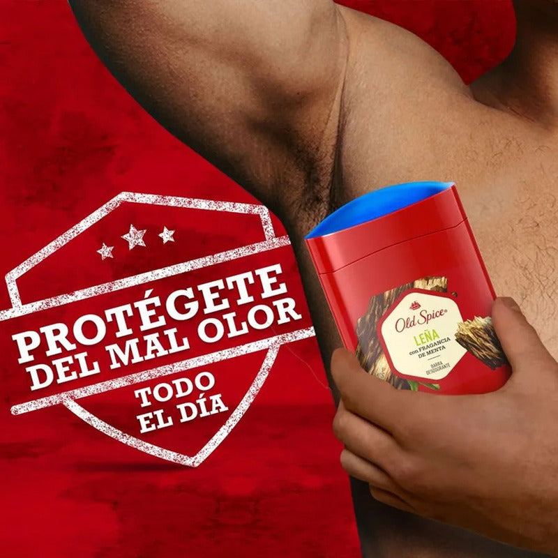 Pack X2 Desodorante Barra Old Spice Leña 50g Fragancia Menta Menta