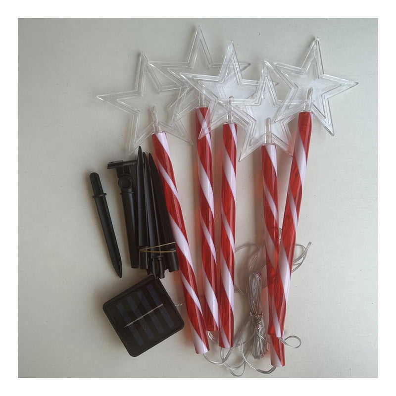 Set X5 Estacas Navidad Luces Navideñas Led Solar Decoración