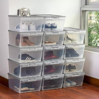 X2 Caja Organizadora Apilable Zapato Multiuso 15 L Reyplast Transparente / Gris Lisa