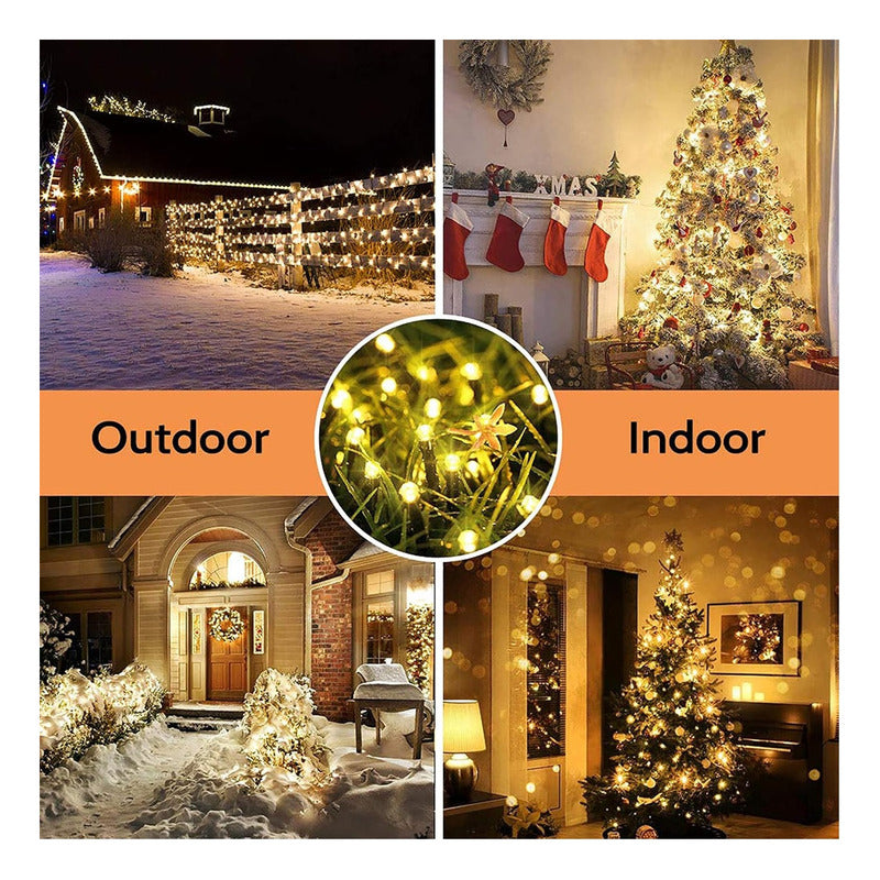 Luces Navidad Guirnalda Solar 100 Led 10 Metros Decorativa